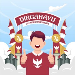 Celebration of Indonesia independence day on August 17 (Dirgahayu republik indonesia). indonesian national flags.