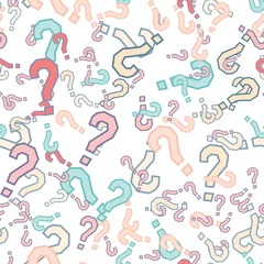 Afwasbaar behang Eenhoorns Quiz seamless pattern. Question marks, doubt, faq