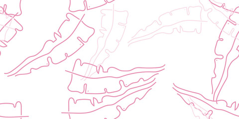 Tropical Leaf Modern Print Pastel One Line Drawing