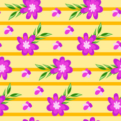 Pink flower simple seamless pattern