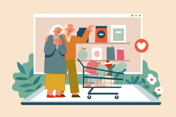 Elderly grocery shopping online