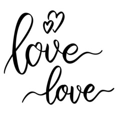 Love. Lettering phrase on white background. Design element for greeting card, t shirt, poster. Vector illustration