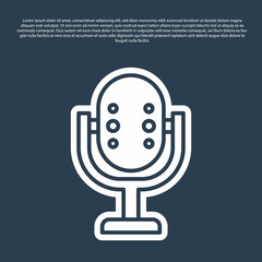 Blue line Microphone icon isolated on blue background. On air radio mic microphone. Speaker sign. Vector