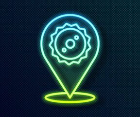 Glowing neon line Circular saw blade icon isolated on black background. Saw wheel. Vector