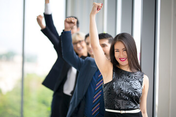 the person celebrating on achievement