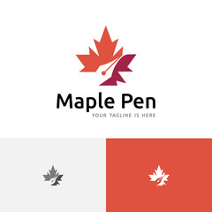 Obraz na płótnie Canvas Maple Leaf Pen Education Writing School Logo