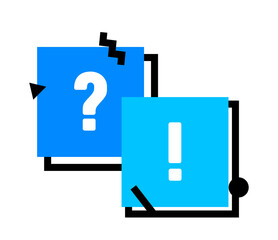 Question and Exclamation Symbols in Blue Squares. FAQ Signs for Web Design, Communication, Discussion and Chat Concept
