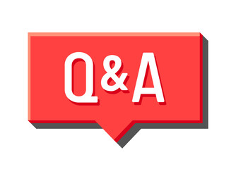 Q and A Red Speech Bubble, Media Icon, Question and Answer Concept. Uppercase Letters, Forum FAQ, Communication