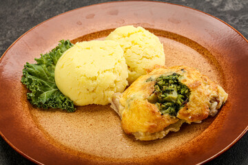 Roasted pangasius fillet with mashed potato