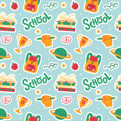 School seamless pattern. Modern vector background.