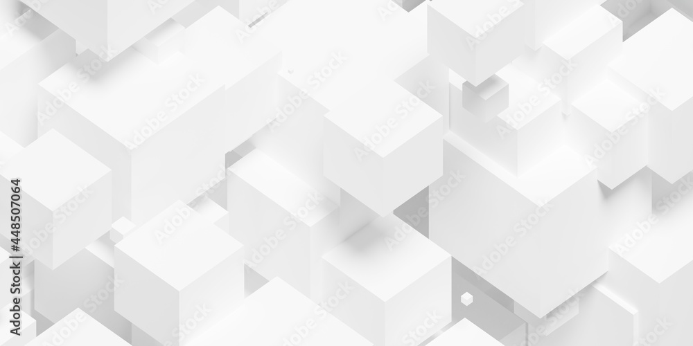 Poster white random shifted isometric cube or boxes background