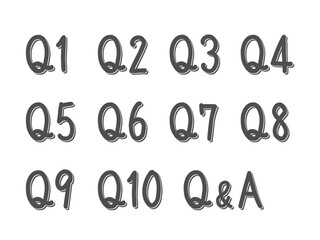 手描き風のQ＆A、よくあるご質問、FAQ、クイズ、回答、見出しのイラストセット