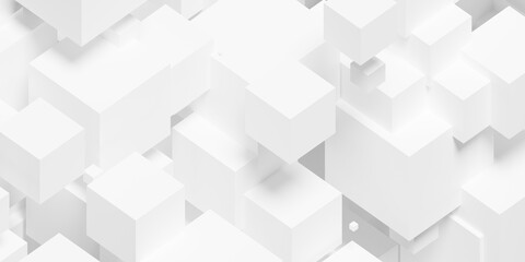 White random shifted isometric cube or boxes background