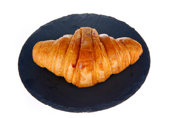 Crisp fresh croissants in the background