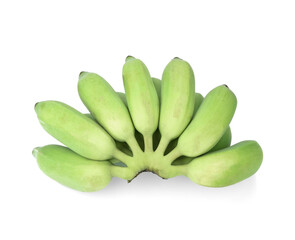 Bunch of green bananas isolated on white background. Clipping Path. Full depth of field.