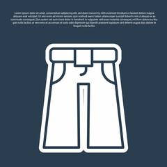Blue line Jeans wide icon isolated on blue background. Vector