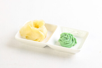 Ginger and wasabi in the bowl