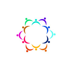 Colorful People Together, Coworking People, People Union, Multicultural People Team, Teamwork, Business People Sign, Symbol, Logo isolated on White
