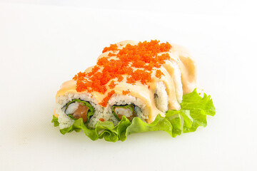 Japanese roll with salmon and prawn