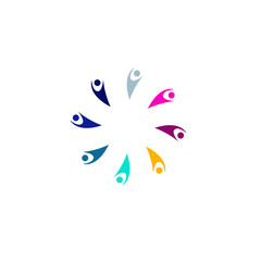 Obraz premium COLORFUL PEOPLE TOGETHER, PEOPLE UNION SIGN, SYMBOL, LOGO ISOLATED ON WHITE