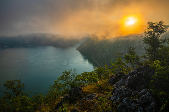 Iron Gates of the Danube River Between Serbia and Romania