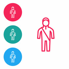 Red line Wetsuit for scuba diving icon isolated on white background. Diving underwater equipment. Set icons in circle buttons. Vector