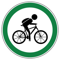 srg601 SignRoundGreen - german symbol - ez601 ErlaubnisZeichen - Mountainbike erlaubt Piktogramm - english - approved - mountain bike allowed pictogram . green g10649