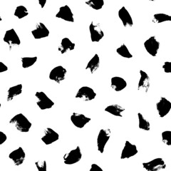 Fototapeta na wymiar Doodle seamless pattern with black dots. Hand drawn vector simple graphic design. Rounded spots and splodges illustration. Polka dot pattern for digital paper, textile print, web design.