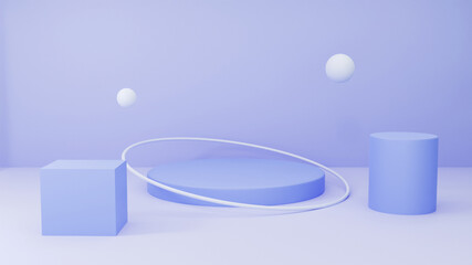 Product Display 3D Minimalist Podium Geometric Scene Soft Blue Theme