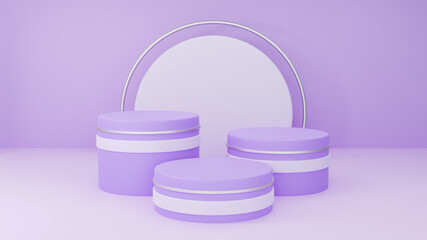 Product Display 3D Minimalist Podium Geometric Scene Soft Purple Theme with Silver Metallic
