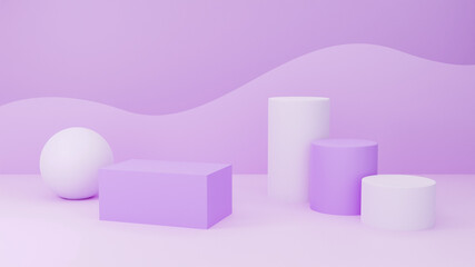 Product Display 3D Minimalist Podium Geometric Scene Soft Purple Theme