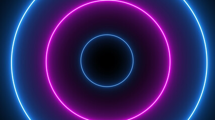 Blue and purple neon circles abstract futuristic hi-tech motion background. Video animation Ultra HD 4K 3840x2160