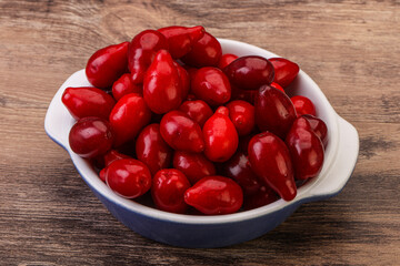 Sweet and ripe cornel berries