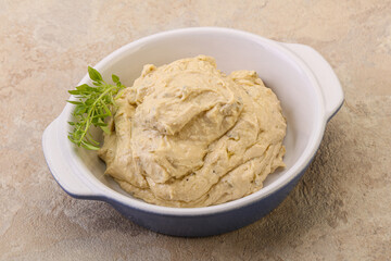 Vegan food - hummus with olive oil