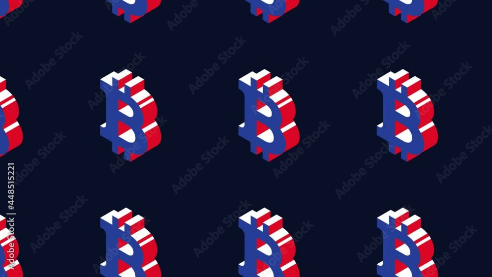 Aufkleber isometric symbols of cryptocurrency bitcoin in geometric pattern on a dark background. simple modern