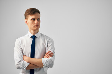 handsome business man in shirt with tie self confidence