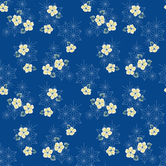 Japanese Flower Hexagon Star Vector Seamless Pattern
