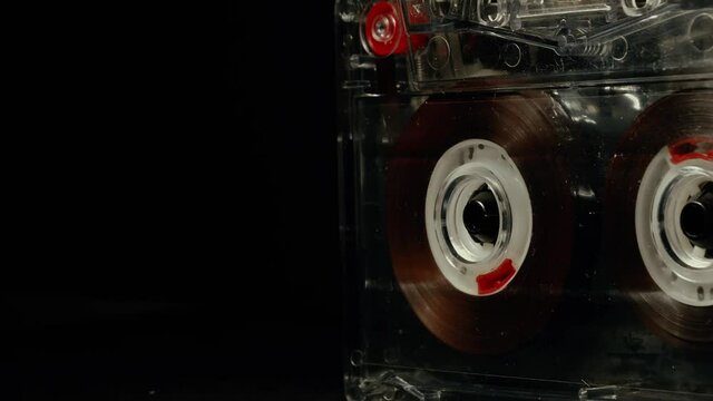 Vintage audio cassette on black background