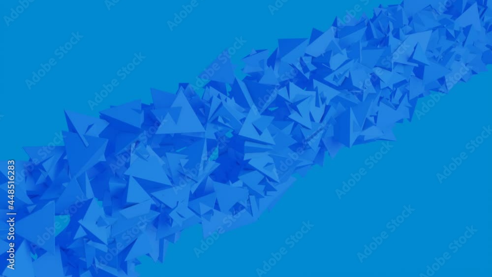 Poster 3d rendered abstract background with moving around line a blue pyramids. minimal motion graphic futu