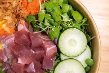  a lunch box salad style ahi poke