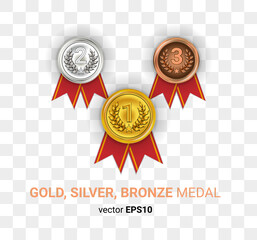 Gold Silver Bronze Medal Illustration Image Vector EPS 10