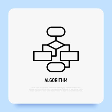Algorithm, flowchart, strategy thin line icon. Modern vector illustration.