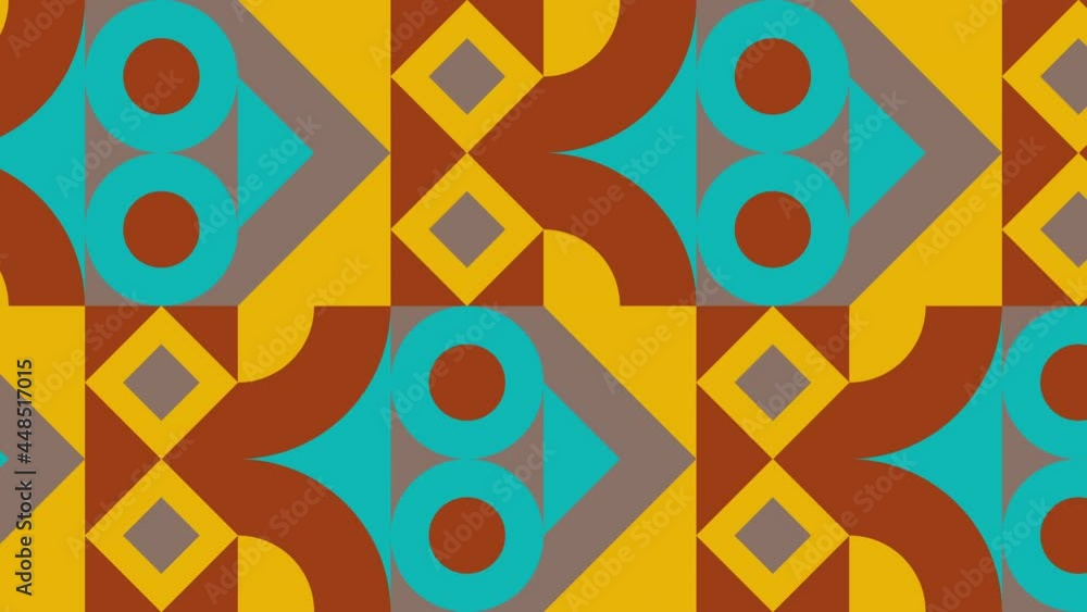 Aufkleber vintage mosaic with geometric dynamic tiles in a warm color palette. seamless loop motion graphic an