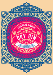 Obraz premium Vintage Label with Gin design
