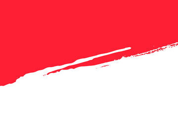 country flag painted on paper, red white water splash background