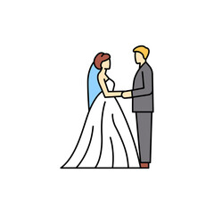 Friends olor line icon. Different stages person's life.