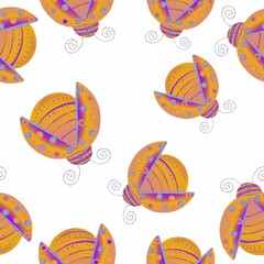 Ladybugs. Seamless pattern. Colored insects on a white background.