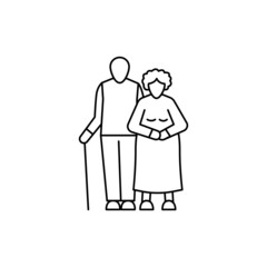 Elderly couple olor line icon. Different stages person's life.