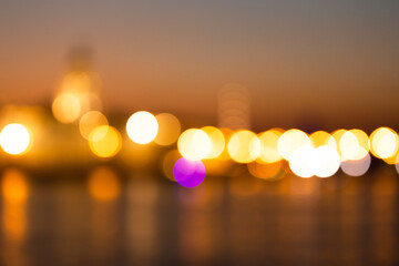 abstract blurred lights of big city at night, out of focus city night landscape