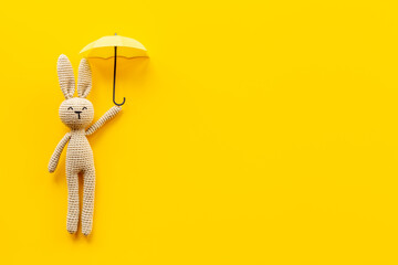 Knitted toy easter bunny for newborn baby or baby shower